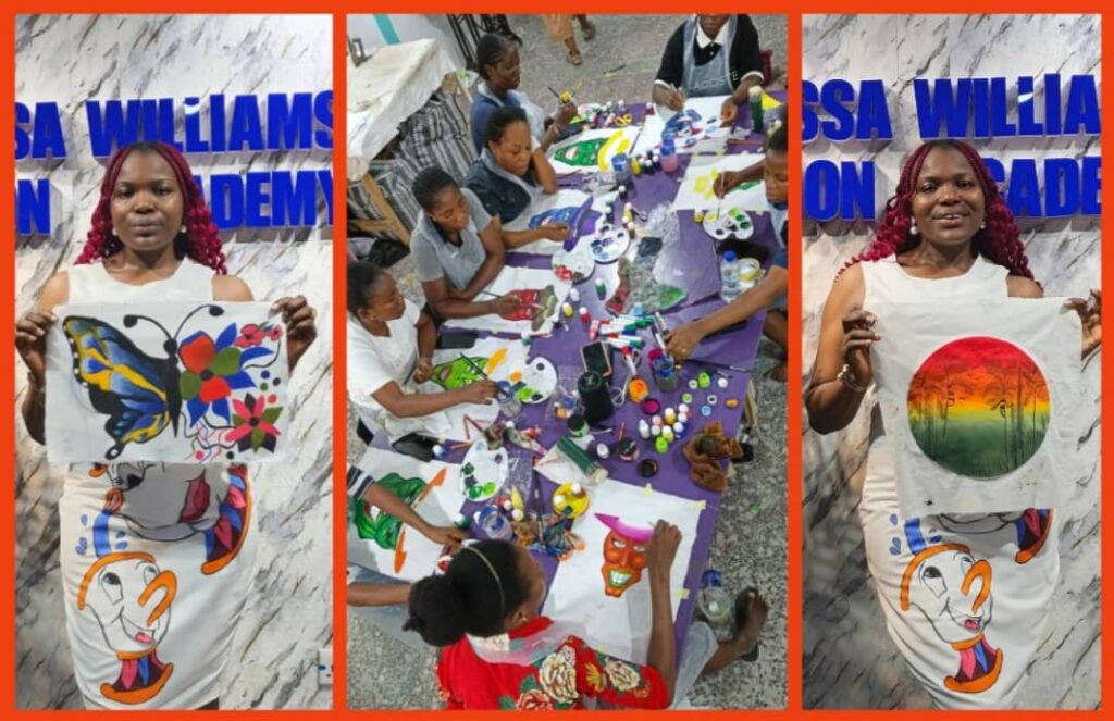 At the Melissa Williams Fashion Academy in Port Harcourt, you can learn how to paint on fabric. This will make you more creative.